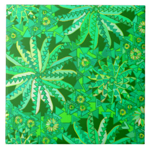 Tribal Mandala Print, Emerald und Lime Green Fliese