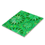 Tribal Mandala Print, Emerald und Lime Green Fliese (Seite)