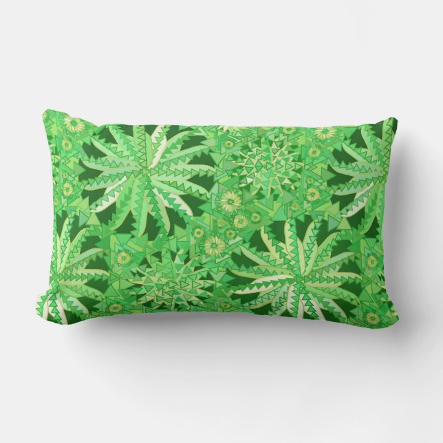 Tribal Mandala Print, Emerald und Lime Green Lendenkissen (Vorderseite)