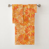 Tribal Mandala Print, Orange und Mustard Gold Badhandtuch Set (Insitu)