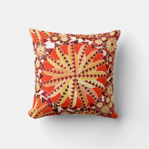 Tribal Mandala Print, Rost Orange und Braun Kissen