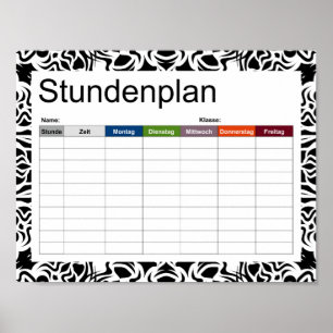 Tribal Mandala Schwarzes Stundenplan-Poster Poster