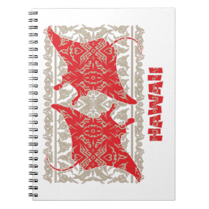 Tribal-Manta-Ray-Red Notizblock