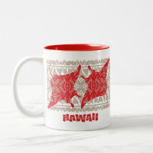 Tribal-Manta-Ray-Red Zweifarbige Tasse