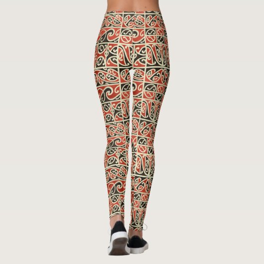 Tribal Maori Kowhaiwhai Koru Neuseeland Muster Leggings (Rückseite)