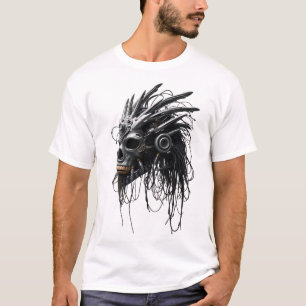 Tribal Mask Art - Futuristisches Hybriddesign T-Shirt