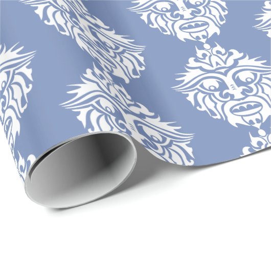 Tribal Mask - Blaugraues glänzendes Papier, 30" Geschenkpapier (Rolleneckpunkt)