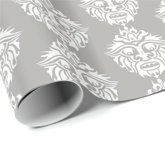 Tribal Mask - Graues glänzendes Schleifpapier, 30" Geschenkpapier (Rolleneckpunkt)