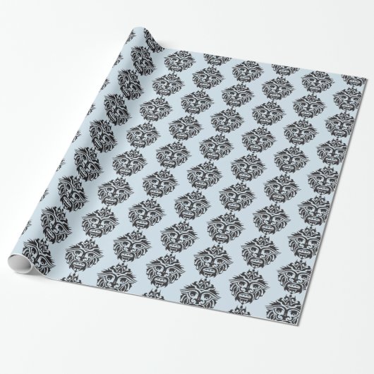 Tribal Mask - Light Blue Glossy Wrapping Paper, 30 Geschenkpapier (Ungerollt)