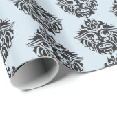 Tribal Mask - Light Blue Glossy Wrapping Paper, 30 Geschenkpapier (Rolleneckpunkt)