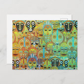 Tribal Maske Muster lichtdurchlässig mit Gold Postkarte (Vorne/Hinten)