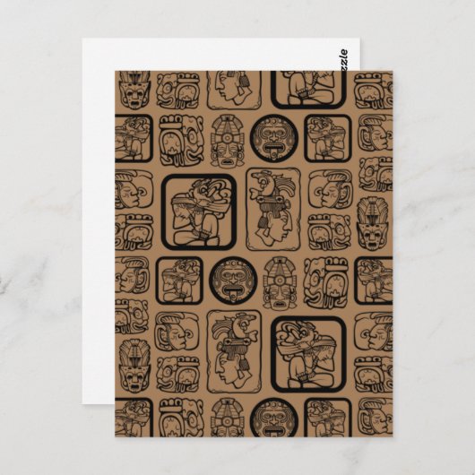 Tribal MAYA altertümliches Maskenmuster 1 Postkarte (Vorne/Hinten)