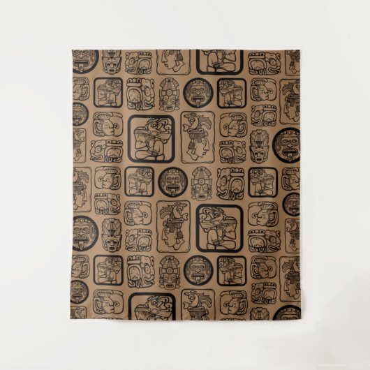 Tribal MAYA altertümliches Maskenmuster 1 Wandteppich (Vorderseite)