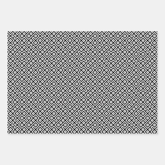 Tribal Maze Grayscale Wrapping Paper Sheets Geschenkpapier Set (Vorderseite 3)