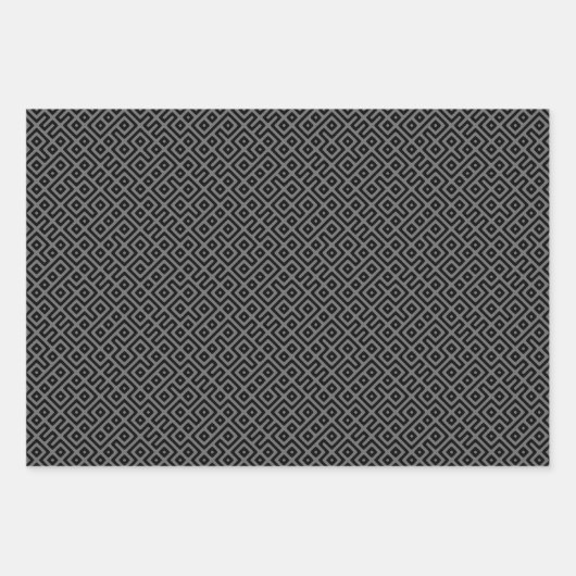 Tribal Maze Grayscale Wrapping Paper Sheets Geschenkpapier Set (Vorderseite 2)