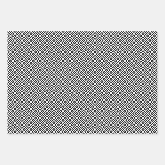 Tribal Maze Grayscale Wrapping Paper Sheets Geschenkpapier Set (Vorderseite)