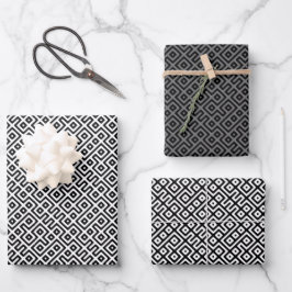 Tribal Maze Grayscale Wrapping Paper Sheets Geschenkpapier Set