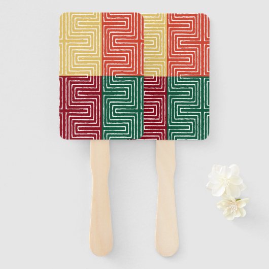 Tribal Maze Pan African Pattern Mud Tuch Fächer (Vorne und Hinten)