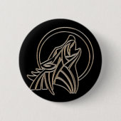 Tribal Metallic Howling Wolf Emblem Button (Vorderseite)