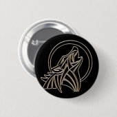 Tribal Metallic Howling Wolf Emblem Button (Vorne & Hinten)