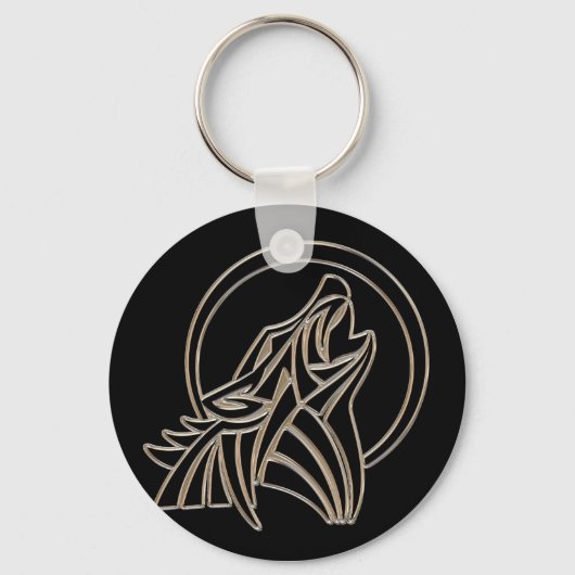 Tribal Metallic Howling Wolf Emblem Schlüsselanhänger (Vorderseite)
