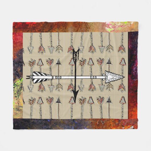 Tribal Modern Arrows Fleece Throw Blanket (Vorderseite (Horizontal))