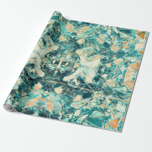 Tribal-Mosaik-Vintage-Tealgrün-Textur-Design Geschenkpapier