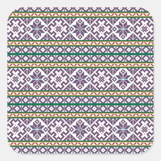 Tribal Multicfarbenes altes Symbol Folkloredesign Quadratischer Aufkleber (Vorderseite)