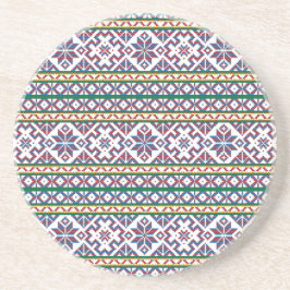 Tribal Multicfarbenes altes Symbol Folkloredesign Sandstein Untersetzer