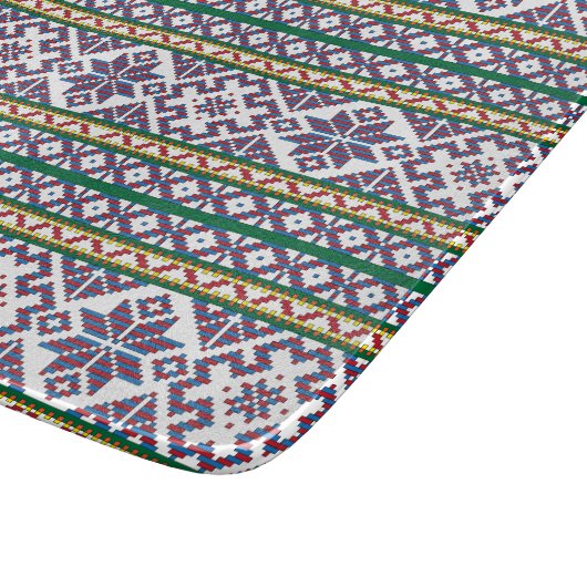 Tribal Multicfarbenes altes Symbol Folkloredesign Schneidebrett (Ecke)