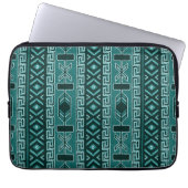 Tribal Muster Aquamarin und schwarz Laptopschutzhülle (Vorderseite)