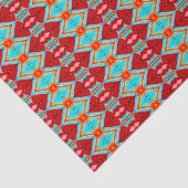 Tribal Muster Rot Aquamarin Rosa Art Decoupage Seidenpapier (Ausschnitt)