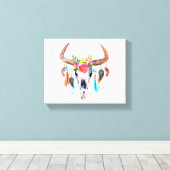 Tribal Muster und Bull Skull Leinwanddruck (Insitu (Holzboden))