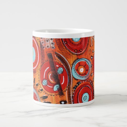 Tribal Muster Warme Farben Jumbo-Tasse (Vorderseite)