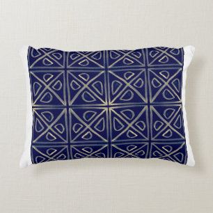 Tribal nahtloses blaues geometrisches Muster. Gest Dekokissen