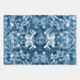 Tribal Native Art White Dark Classic Blue Design Geschenkpapier Set