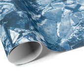 Tribal Native Art White Dunkel Classic Blue Design Geschenkpapier (Rolleneckpunkt)