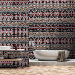 Tribal Native Red Gray Black Gold Muster Tapete