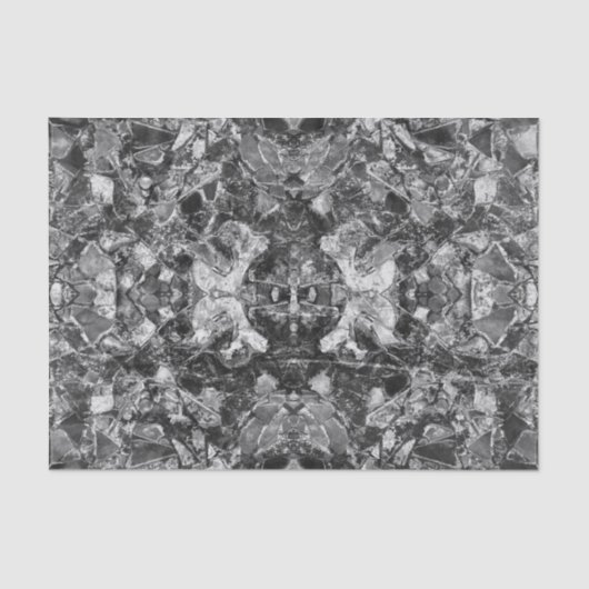 Tribal Native Schwarz-weiß Distressed Art Design Seidenpapier (Vorderseite)