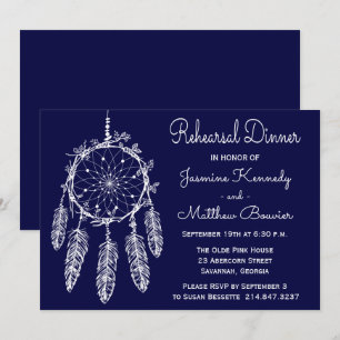 Tribal Navy Blaues Probedinner Dream Catcher Einladung
