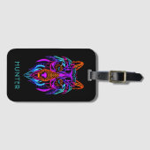Tribal Neon Wolf Personalisiert Gepäckanhänger (Vorderseite (Horizontal))