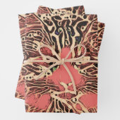 Tribal Niedlich Tabby Cat Pink Brown Hippie Mosaik Geschenkpapier Set (Beispiel)