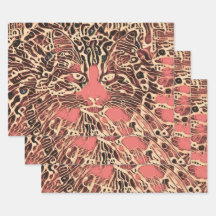 Tribal Niedlich Tabby Cat Pink Brown Hippie Mosaik