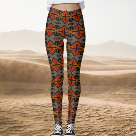 Tribal Orange und Gold Muster Leggings