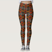 Tribal Orange und Gold Muster Leggings (Vorderseite)