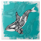 Tribal Orca Aquamarin gebürstet Fliese (Vorderseite)