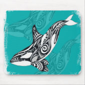 Tribal Orca Aquamarin gebürstet Mousepad (Vorne)