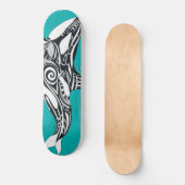 Tribal Orca Aquamarin gebürstet Skateboard (Vorderseite)