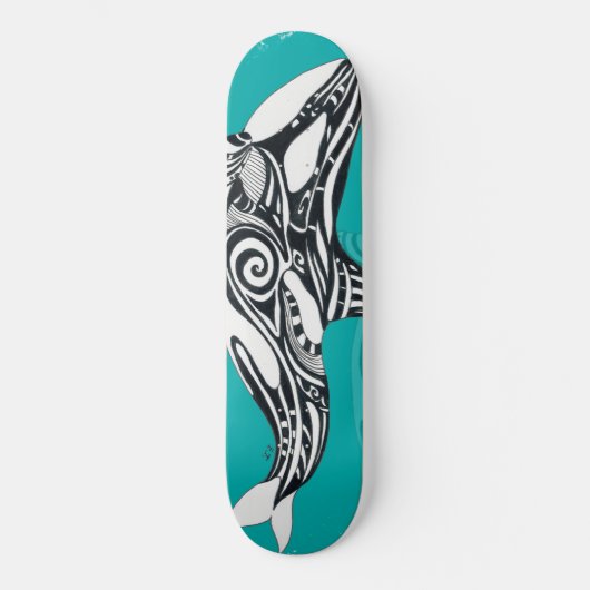 Tribal Orca Aquamarin gebürstet Skateboard (Vorderseite)