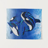 Tribal Orca Killer Whales Wandteppich (Vorderseite (Horizontal))